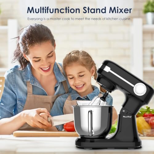 Image of 5.5QT Stand Electric Mixer, 12-Speed Kitchen Mixer with Tilt-Head, Stainless Steel Bowl Dough Mixer, Egg Whisk, Dough Hook & Beater Included, Idea for 3-5 Family (Black)