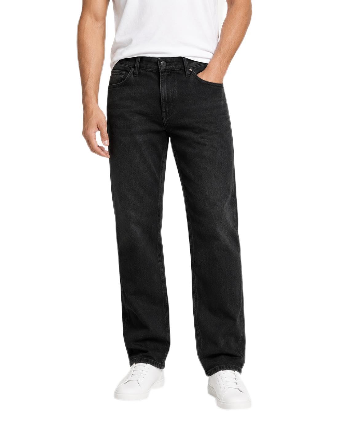 Men's Relaxed Fit Black Denim Jeans - Afterdark Drift-image-12