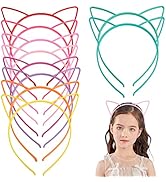 Zifengcer Cat Ears Headband - 10Pcs Girl's Plastic Headbands for Women Cat Ear Hair Hoops Accesso...