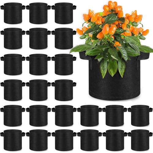 Image of Nuanchu 24 Packs 2 Gallon Grow Bags Bulk Aeration Fabric Pot with Handles