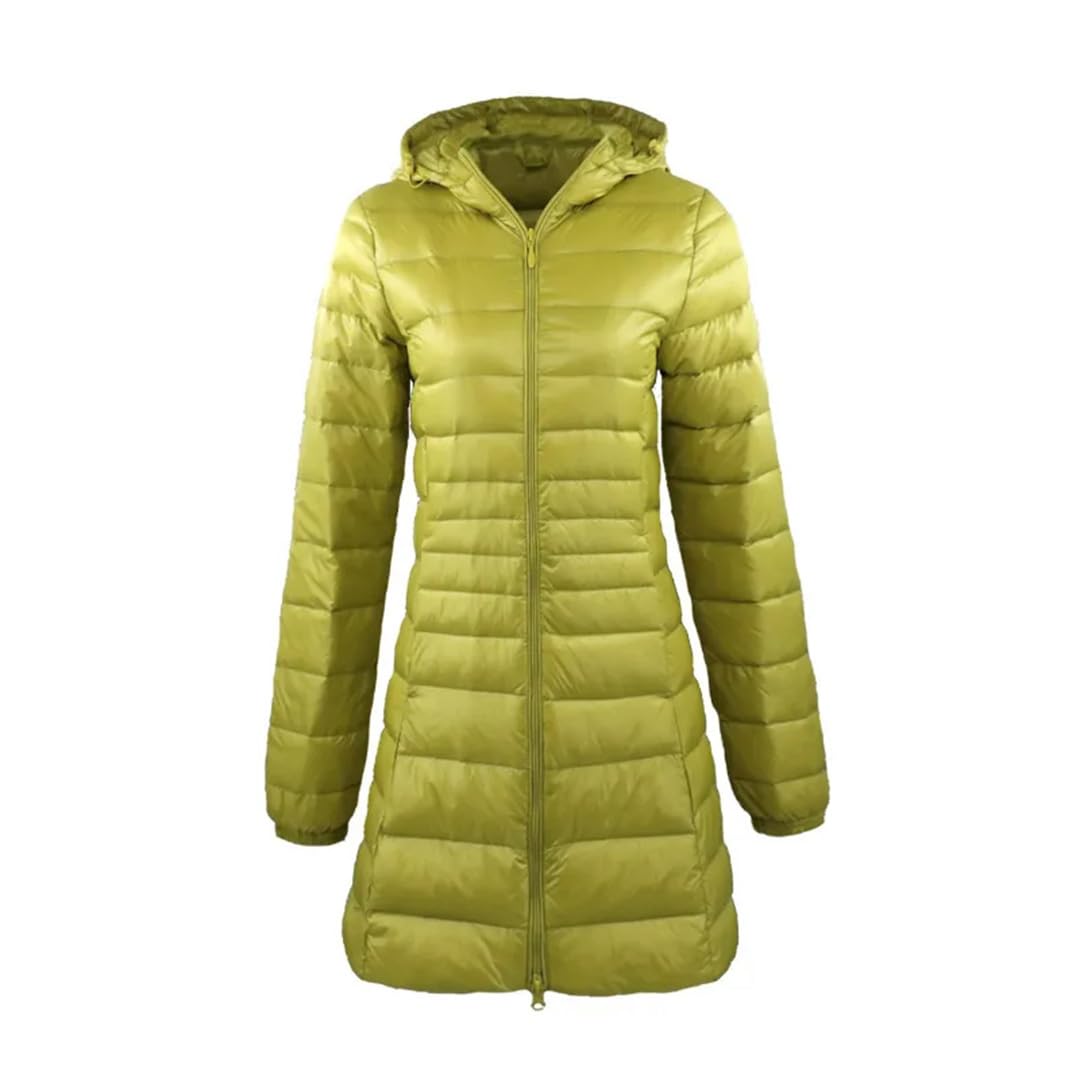 Yeuyyben Piumino lungo da donna caldo con borsa portatile da donna ultra leggero piumino da donna soprabiti da donna lunghezza anca