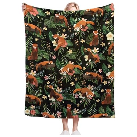 Cute Red Panda Blanket Gift for Girls Boys Kids Forest Animals Lovers -Super Soft Flannel Throw Blanket for Sofa Couch Bed Travel Plush Warm Cozy Home Decor for All Seasons,50"x60"for Throw/Travel Cover