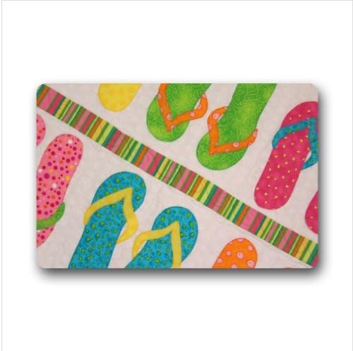 Funny Flip Flops,Slippers art,Sandals design non-woven fabric top Custom Doormat,Indoor/Outdoor Floor Mat( 23.6 X 15.7 Inch)