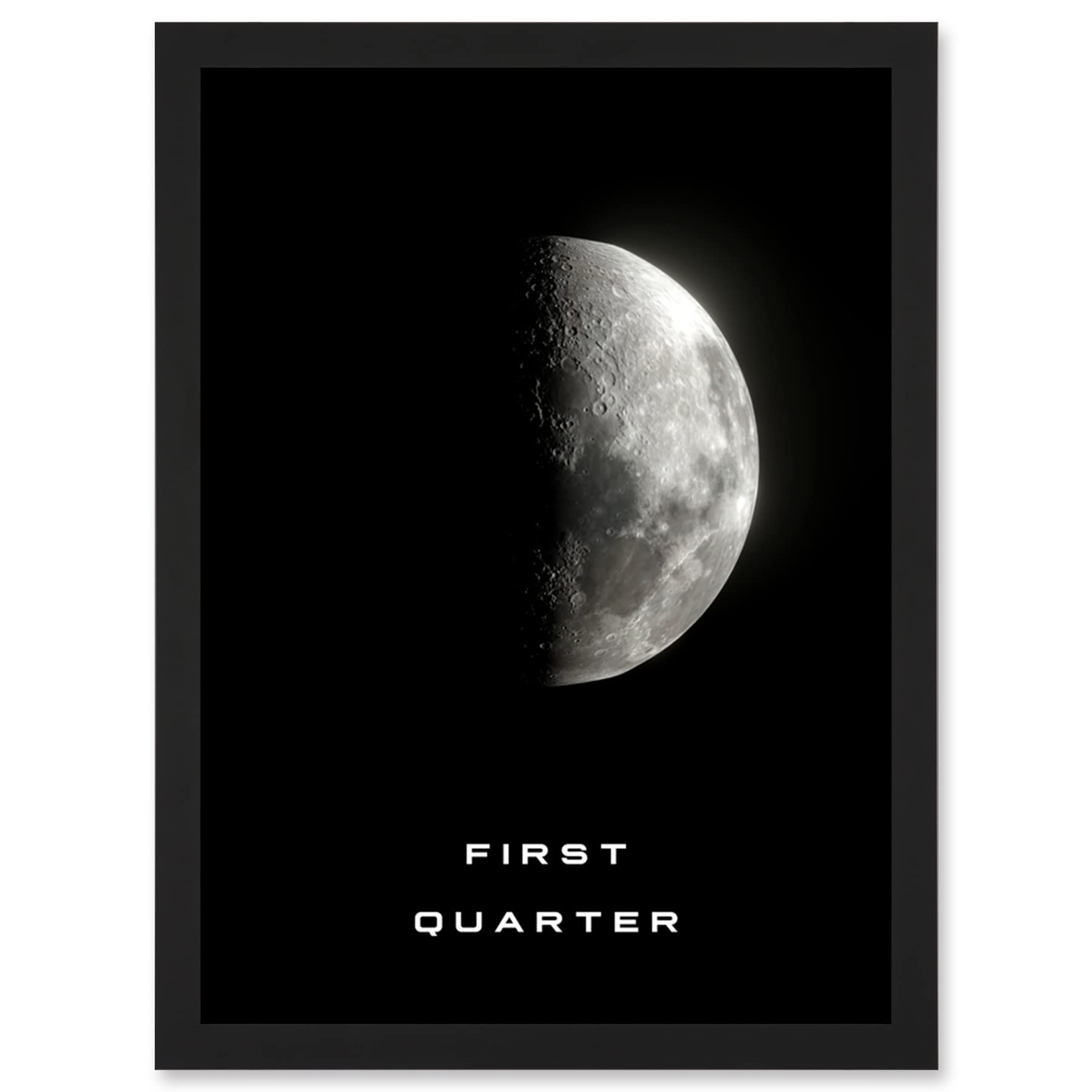 Artery8 Phases of the Moon Astronomy First Quarter Lunar Space Poster Artwork Framed Wall Art Print A4