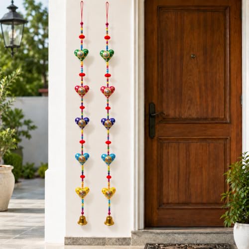 Image of Bindian Toran for Main Door, Decorative Door Thoranam Hanging, Diwali Decoration for Home Entrance, Wall Decor Hanging Ornament, Traditional Festive Welcome Decor for House, Pooja (Heart Pack of 2)