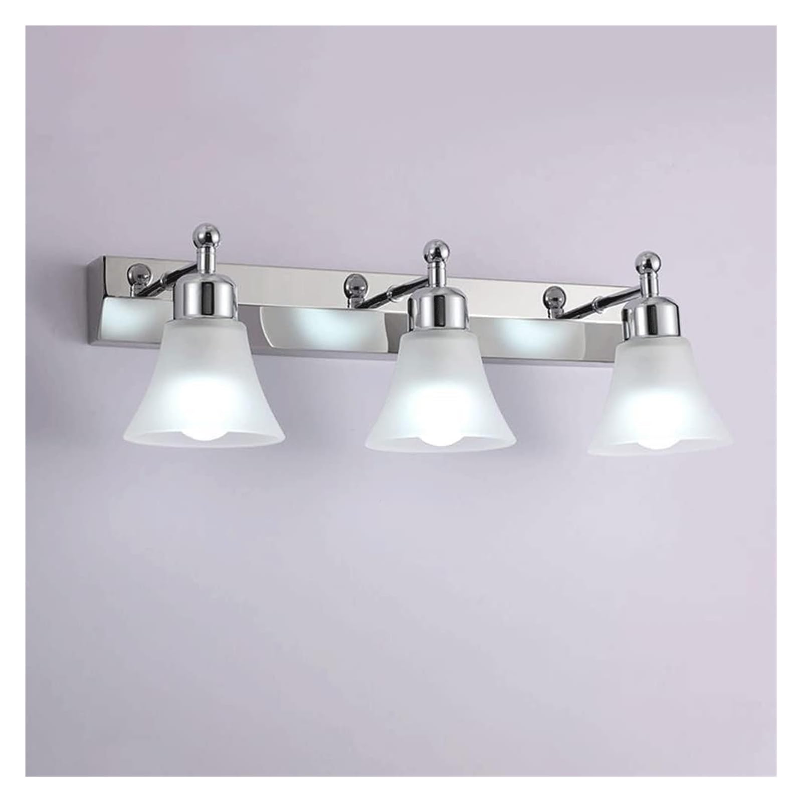 V-intage Industrial Silver Wall Sconce Lamp Rotatable Modern Make Up Bathroom Mirror Light Bathroom Lights Over Mirror Vanity Light with Frosted Glass Shade