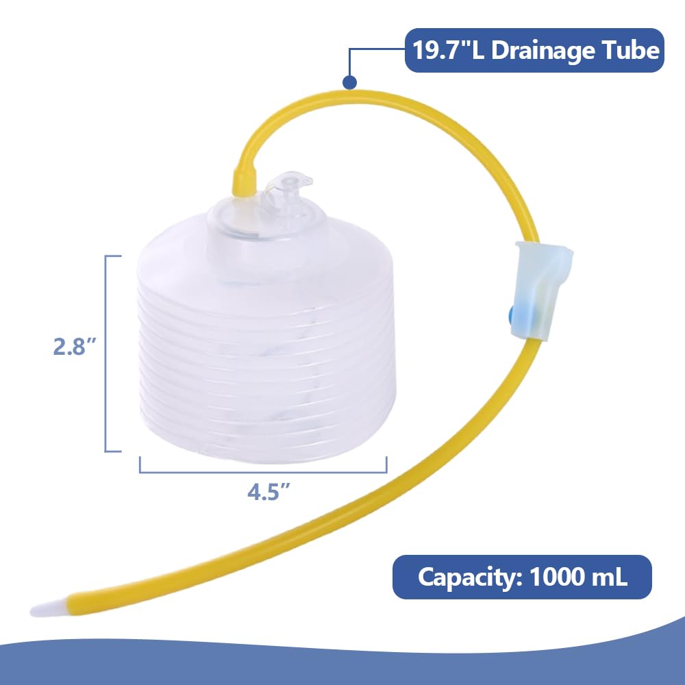Wound Drainage Bulb, 1000mL Waste Liquid Collection Airbag, Disposable, 4 Pcs (B)