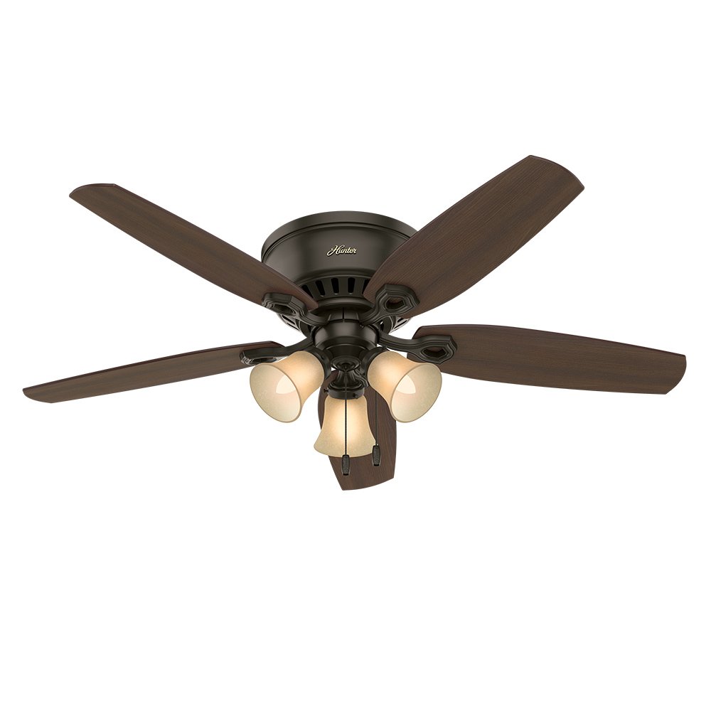 Hunter Fan 52 inch Low Profile Ceiling Fan in New Bronze with Toffee Glass Light Kit, 5 Blade (Renewed)
