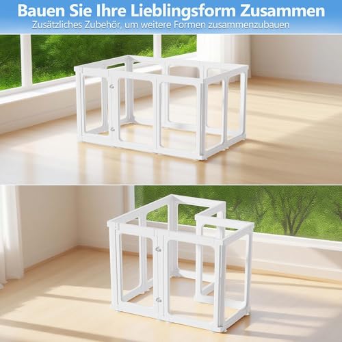SISKEYCOOC 60cm Klarer Acrylplastik Welpenlaufstall, Transparenter Hundelaufstall mit Tür, Haustierumrandung für Innenbereich, Leicht reinigen, Welpenauslauf für kleine und mittel Hunde (10 Stück)