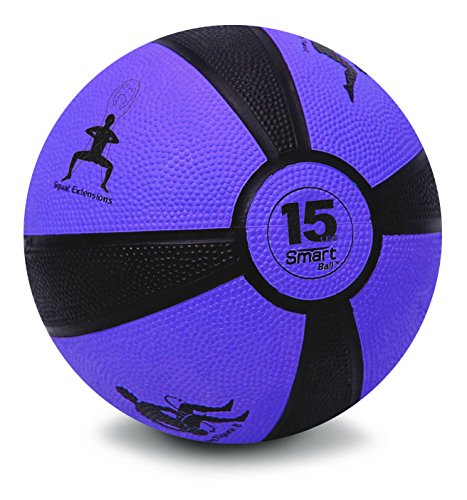 Prism Fitness 4lb Smart Self-Guided Medicine Ball – Rubber Medicine Ball Helps Develop Core Strength, Balance and Coordination, Features 8 Exercises Printed on Ball for Easy Reference, Yellow