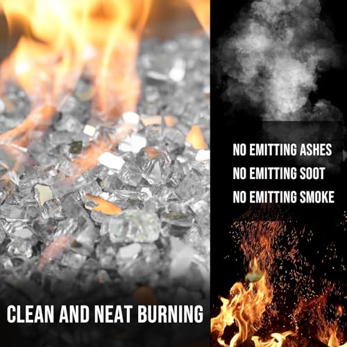 Image of Skyflame 10-Pound Fire Glass for Fireplace Fire Pit and Landscaping, Platinum Reflective, 1 /4-Inch