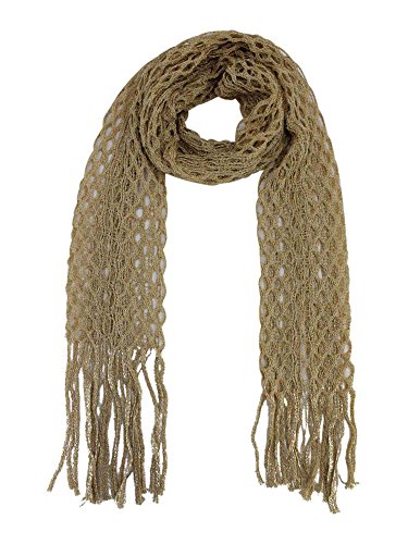 Luxury Divas Metallic Long Mesh Fringed Shawl