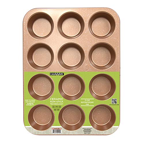 casaWare Keramikbeschichtete Antihaft-Muffinform für 12 Muffins (Granit) (rotgoldener Granit) Cover