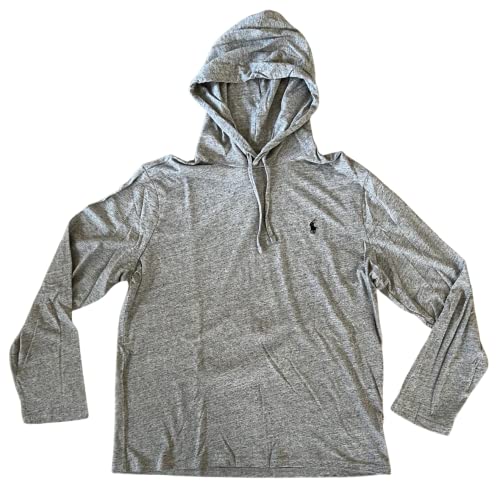 POLO RALPH LAUREN Men's Long Sleeve Hoodie Pullover Tee Shirt Size Large Hoody Cotton T-Shirt (Heather Gray)