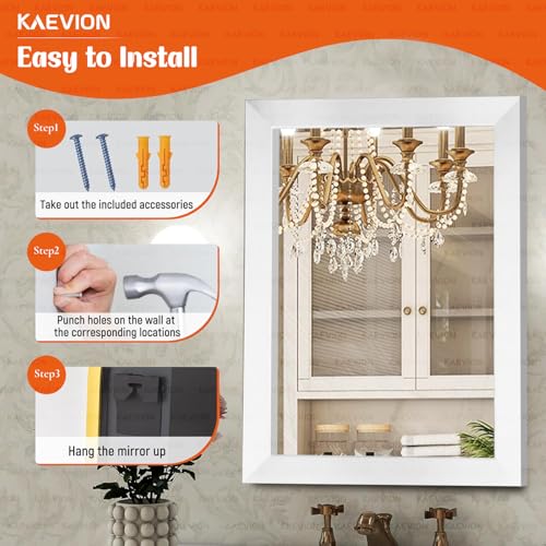 Image of Wall Hanging 1.75ft White Water Proof PVC Framed Mirror |Wall Mirror for Bedroom or Bathroom |Home Decor Wall Mount for Bedroom Living-Room Vanity Farmhouse| washroom Mirror for Wall