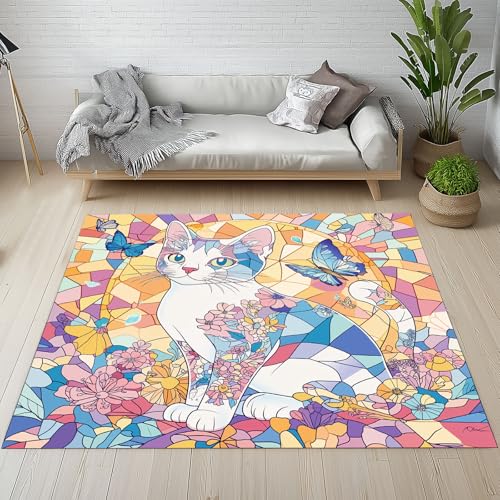 Carpet Doux Moelleux Chat Mignon Grand Tapis de Salle à Manger