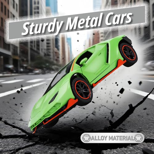 Carro de Juguete de Metal 1:36 con Luz y Sonido Verde miniatura 5