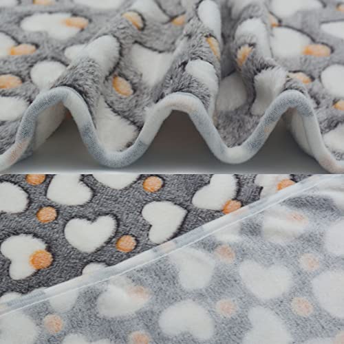 Image of 1 Pack 3 Puppy Blankets Super Soft Warm Sleep Mat Grey Cute Print Blanket Fluffy Fleece Pet Blanket Flannel Throw Dog Blankets for Small Dogs Puppy Dogs Fluffy Cats,Love-Large(40 inchx30 inch)