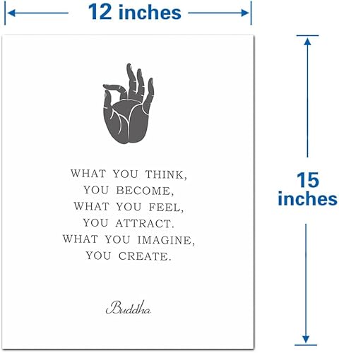 Miniatura 8 de heshengzaixian Lienzo impreso con cita de Buda para pared, meditación zen, gestos con las manos, póster de pared con texto en inglés «What You Think