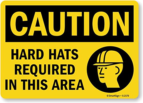 SmartSign “Caution - Hard Hats Required In This Area” Sign | 7" x 10" Plastic