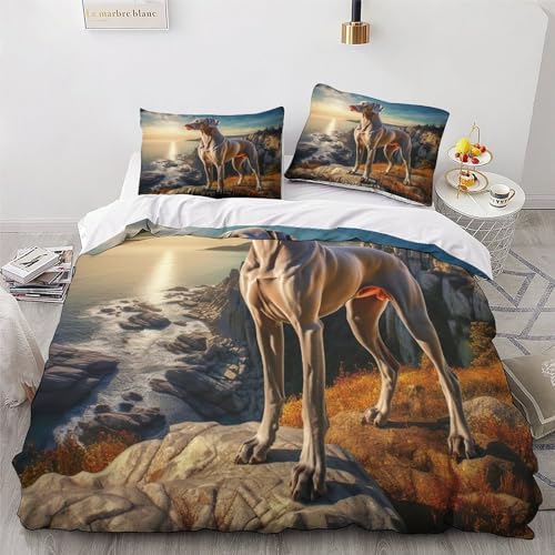 Housse de couette chien 3 pièces coton polyester parure lit king