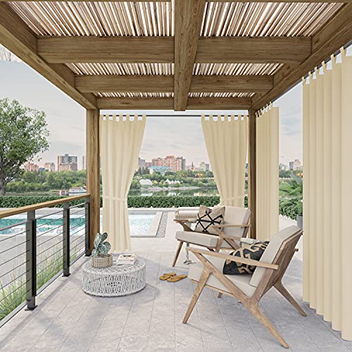 chilly pilley Cortinas Cortina Impermeable para Exterior para Balcón Terraza Y Jardín Pantalla De Privacidad Cortina Exterior A Prueba De Viento Protección Solar (1,5x2m, Beige)