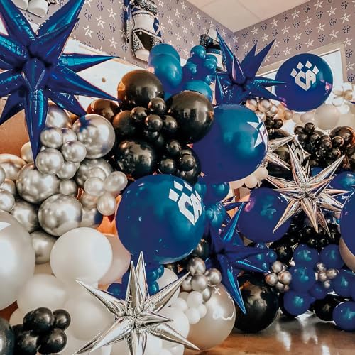 Image of PartyWoo Navy Blue Star Spike Balloons 2pcs Explosion Foil Mylar Balloons