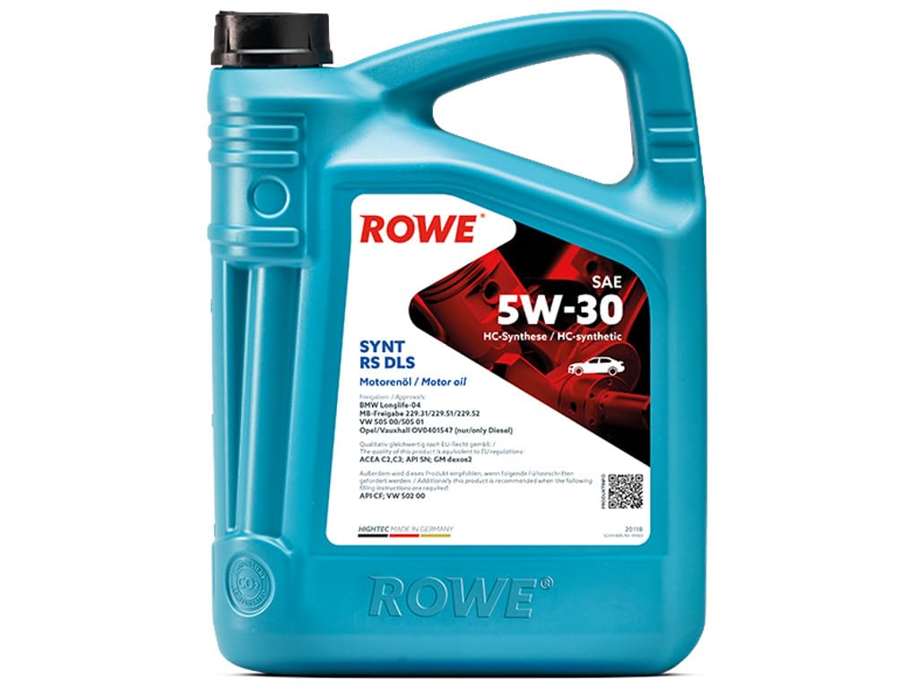 ROWE - 5 + 1 Liter HIGHTEC SYNT RS DLS SAE 5W-30 Motorenöl - PKW Motoröl für Modelle mit Abgasnachbehandlung und Turboaufladung
