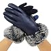 Cozy Design Women's PU Leather Screen Touch Gloves with Faux Cony Hair Cuffs