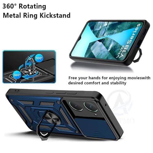 Image of AIBEX Back Cover for iQOO Z9 Lite /Vivo Y28S 5G / Vivo T3 Lite /Vivo Y18 / Vivo Y18e / Vivo Y18i / Vivo Y18t | D10 Tough Armor Case | Sliding Camera Shield | 360 Protection | Kickstand Holder