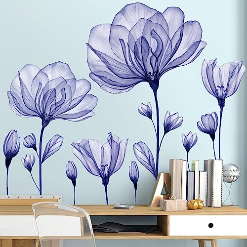 Vinilos decorativos 3D flor morada lily pack 2 hojas