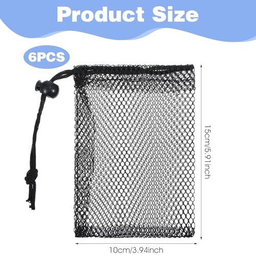 6 Pcs Small Mesh Bag, 6 x 4inch Mini Mesh Drawstring Bag, Portable Nylon Storage Bags,Travel Stuff Bags2