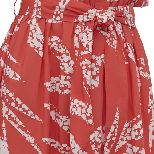 Image of DKNY Women's Short Sleeve Cotton Poplin Collared Midi Shirtdress