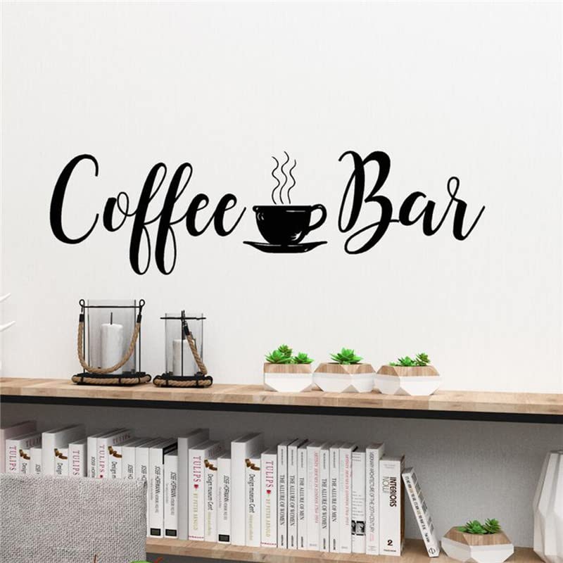 Autocollants muraux café noir sticker citation cuisine décoration vinyle 42x12cm
