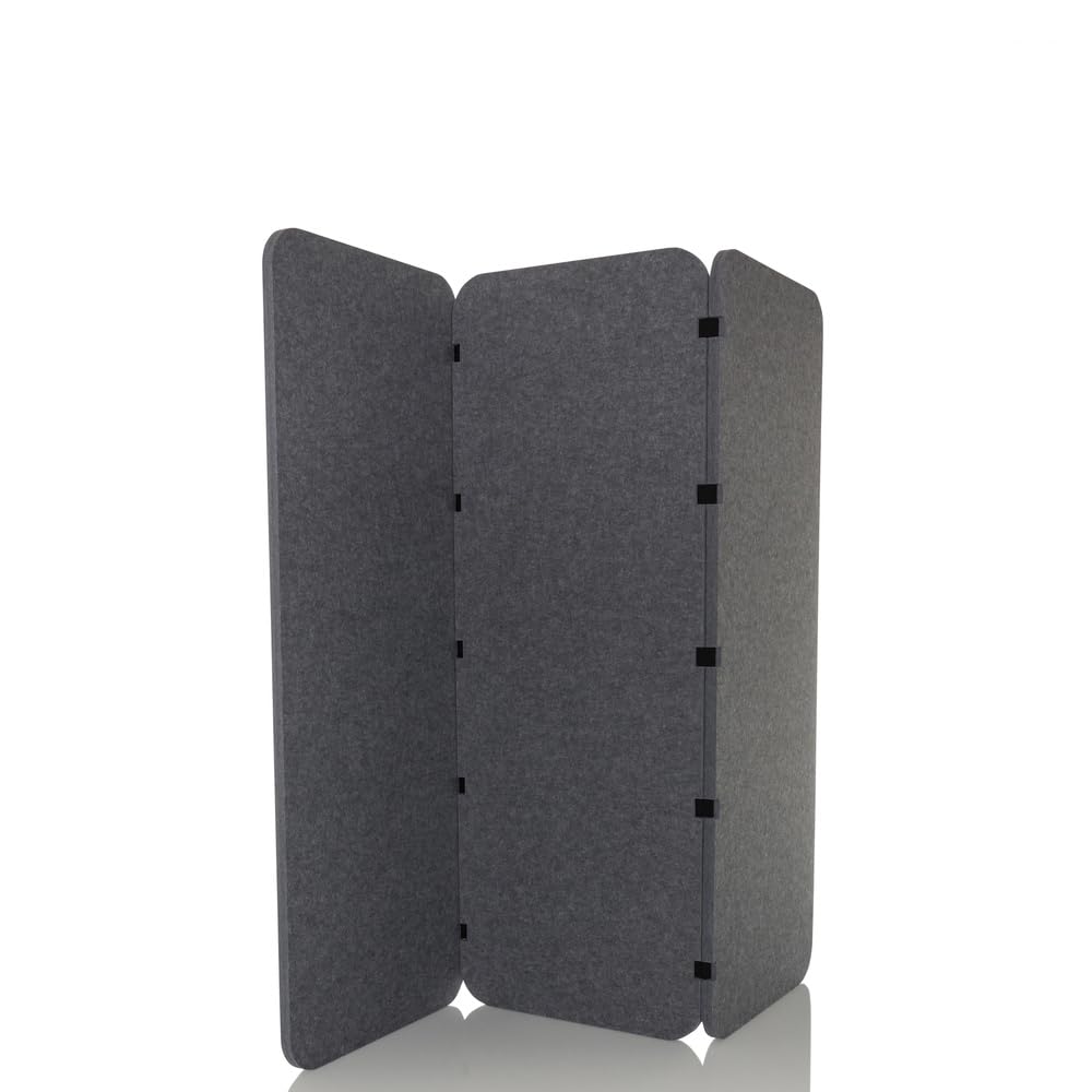 hjh OFFICE Cloison Acoustique Verticale FLEXMIUT EL Cloison en 3 Parties indépendante, Protection visuelle pour Le Bureau et la Maison, Gris