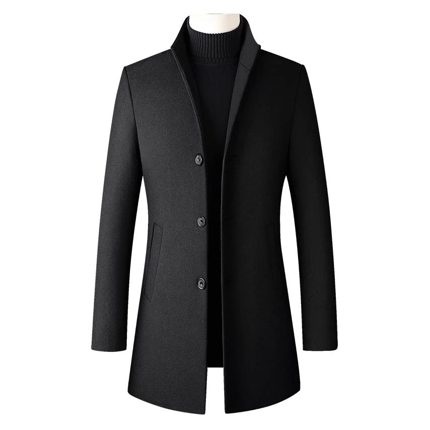 Tweed Coat Autumn and Winter Men's Medium-Length Men's Tweed Business Tweed Men's Trench Coat(M Code)