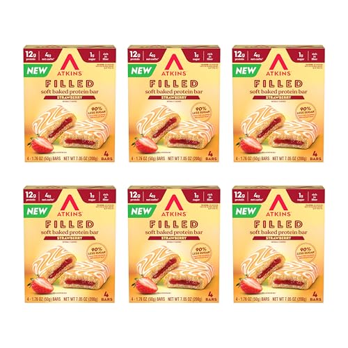 Image of Atkins Soft Baked Bar, Strawberry Filled Flavor, 12g of Protein, 4g Net Carbs, 24 Count