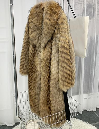 Women's Genuine Fox Fur Jacket Winter Coat Long Fuzzy Outerwear Turn-down Collar2