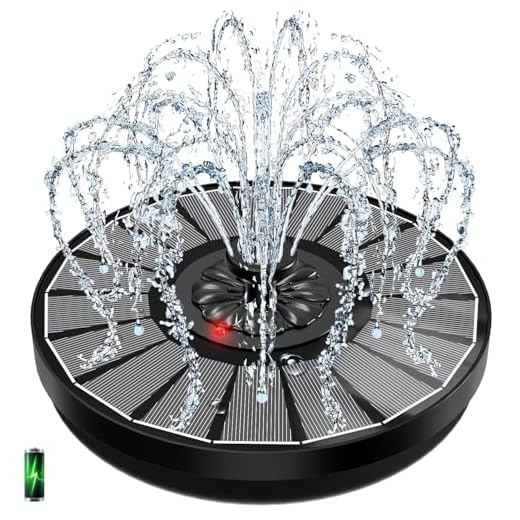 Solar Springbrunnen mit LED-Indikator, Yzert 3.5W 2000mAh Akku - Arbeiten an Trüben Tagen - Solar Teichpumpe, Wasserpumpe Solar Schwimmender Fontäne mit 8 Effekte & 4 Fixe Rohre für Garten,Vogel-Bad
