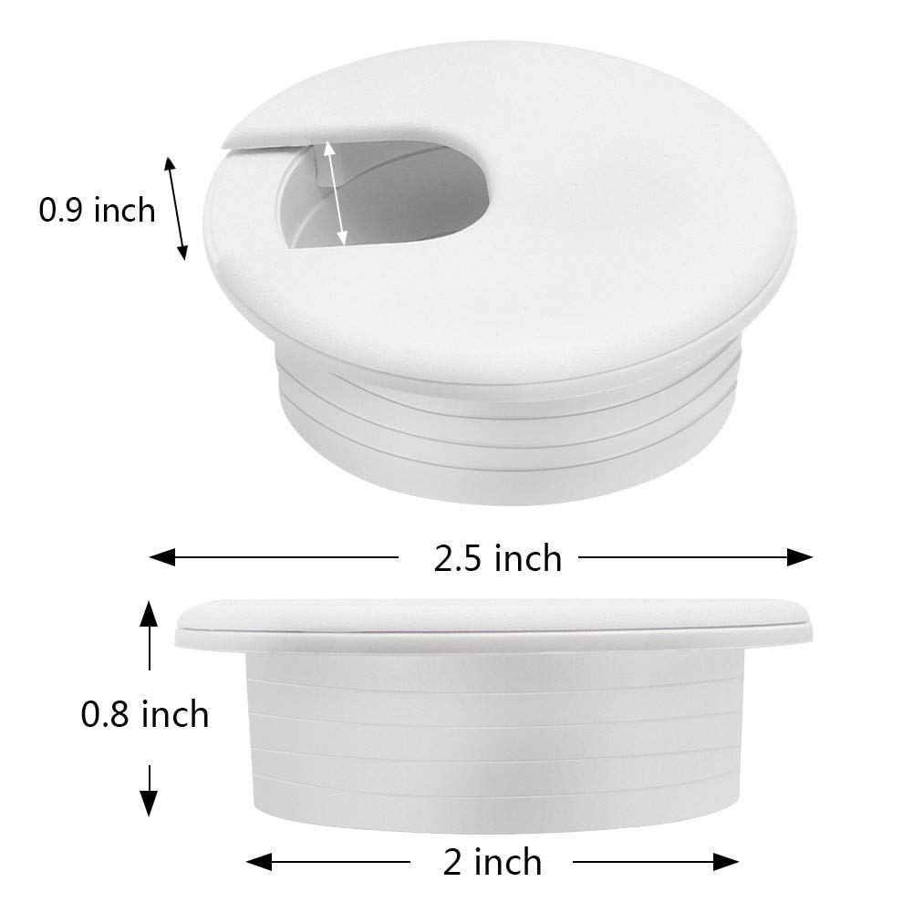 Buy White Desk Grommet 2 Inch, Pack of 10 Plastic Desk Cord Cable Hole