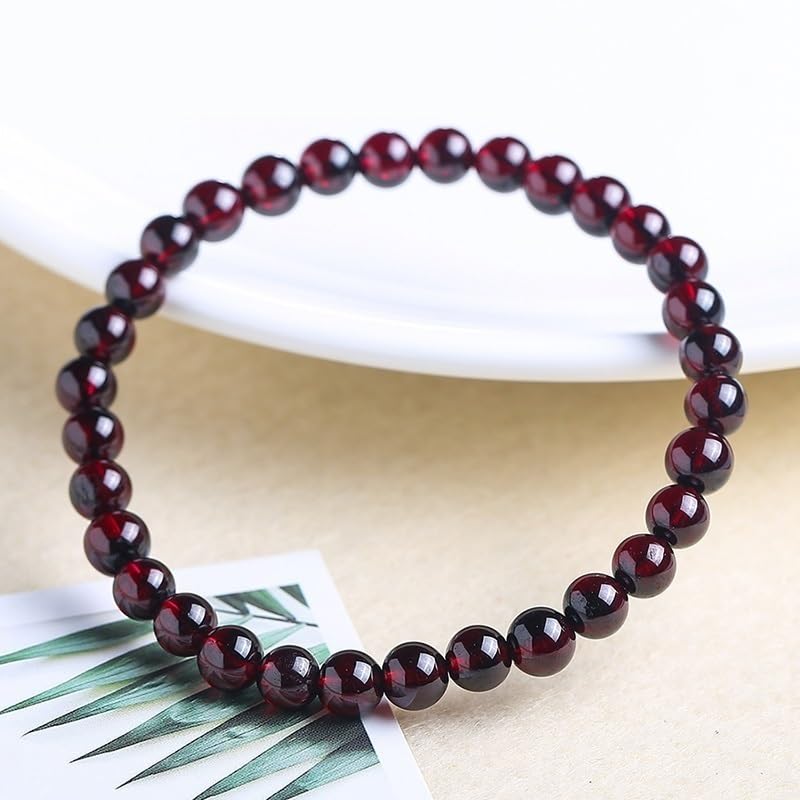 6mm 8mm 10mm 12mm Naturalne ciemne granatowe bransoletki z koralików dla mężczyzn i kobiet (Size : 10mm, Color : 5A Garnet)