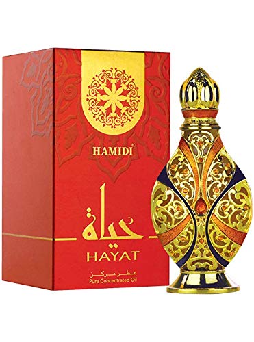 Hayat Pure Concentrated Perfume Oil 12 ml / .40 oz Attar (Ittar) For Women Alcohol Free Fragrance By Hamidi (Hayat)
