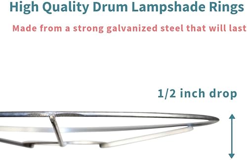 Miniatura 4 de I Like That Lamp Anillos de sombreado de lámpara de alambre con ajuste europeo (25.4 cm de diámetro), incluye 2 anillos de tambor de acero