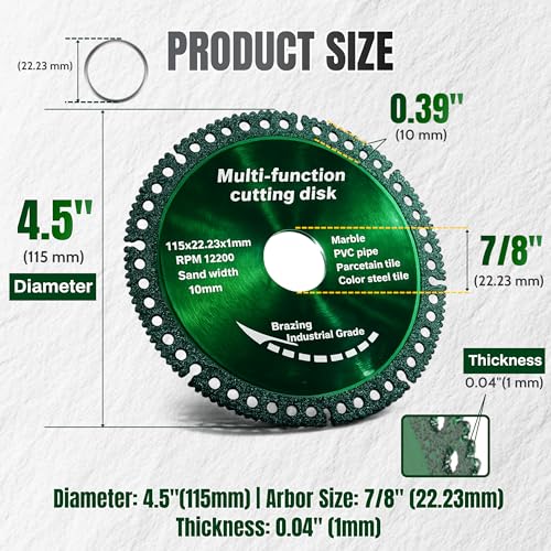 Image of 10 Pack 4.5 Inch Indestructible Disc for Grinder 7 /8 inch, Indestructible Disc 2.0 - Cut Everything in Seconds -Multi Material Cutting Blades, Industrial Grade Grinding Discs