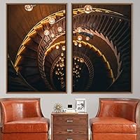 2 Piece Framed Canvas Wall Art Stairs Architecture Canvas Prints Home Artwork Decoration for Living Room,Bedroom - 16