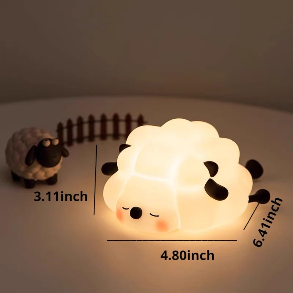 Linda luz nocturna de ovejas para niños, inducción, luz de tiempo apagado, soporte para teléfono, luz nocturna de silicona suave para guardería de bebé (rosa)