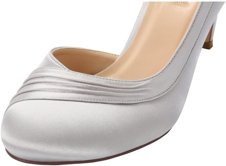 ERIJUNOR Kitten Heels for Women Comfortable Low Heel Closed Toe Satin Evening Dress Wedding Shoes with Ankle Strap - Image 5