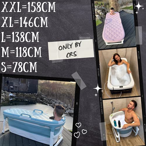 CRS faltbare Badewanne für Kinder & Erwachsene mit Kissen mit 121cm Länge | Ideal für kleine Badezimmer klappbare mobile Badewanne | foldable bathtub | tragbare Klappbadewanne zum Aufstellen Blau - Image 5