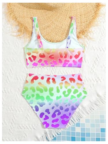 SweatyRocks Girl's 2 Piece Leopard Print Swimsuit High Waisted Bathing Suit Bikini Sets2