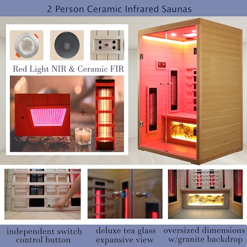 Ceramic Infrared Sauna 2 Person Infrared Sauna w/Red Light Therapy - Image 2